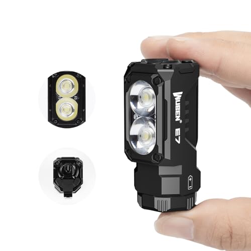 WUBEN E7 EDC Flashlight, 1800 Rechargeable Lumens Mini Flashlight, Super Bright Small Flashlight, 6 Modes IP68 Built-in Waterproof Handheld Flash Light for Emergencies Camping Hiking - color: Medium White