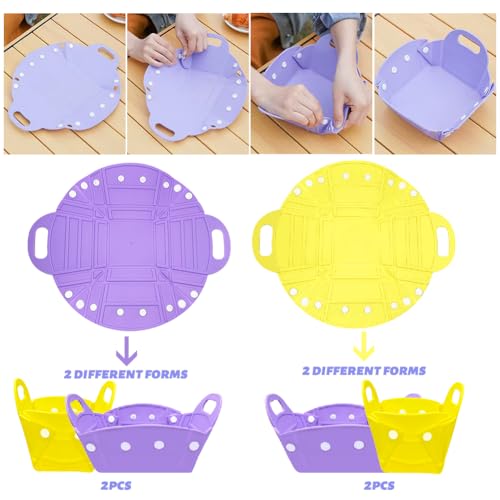 4 PCS Camping Bowl, Collapsible Silicone Bowl, Portable Camping Tableware Folding Picnic Bowl, Food Grade Material, Reusable,Space Saving,for Lunch Family Picnic