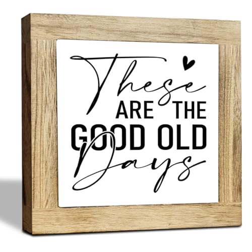 JXZOLQ These Are the Good Old Days Wood Decor, Inspirational Quotes Sign, Funny Desk Decor, Wooden Box Sign Decoration, Rustic Home Decoration, New Family Housewarming Gift - color: Decorate 19
