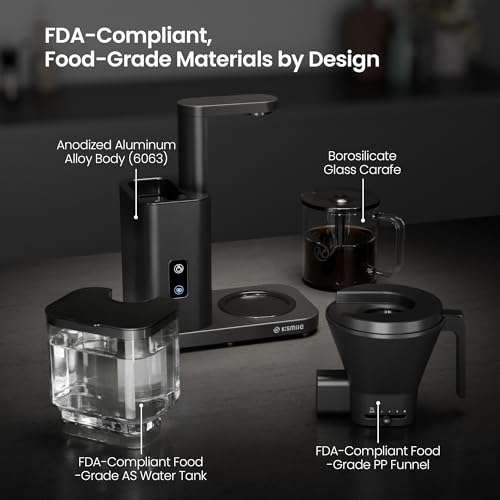 Kismile SCA-Certified 8 Cup Drip Coffee Maker, Pour Over Coffee Machine with 3s Instant Heat 197–205℉, Adjustable Flow Control, Removable Water Tank, Deep Cold Brew & 40 Min Keep Warm (Black) - color: Black