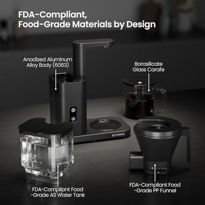 Kismile SCA-Certified 8 Cup Drip Coffee Maker, Pour Over Coffee Machine with 3s Instant Heat 197–205℉, Adjustable Flow Control, Removable Water Tank, Deep Cold Brew & 40 Min Keep Warm (Black) - color: Black