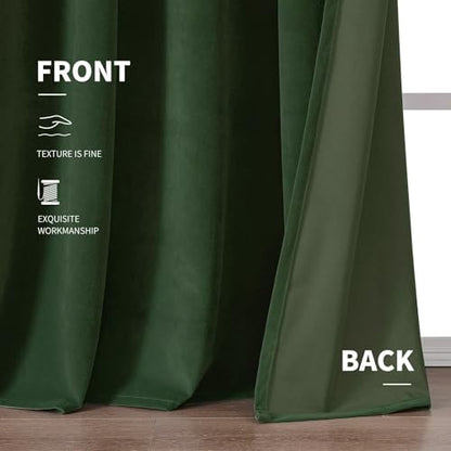 CUCRAF Dark Olive Green Velvet Blackout Curtains 96 inches Long, Thermal Insulated, Noise Reducing Rod Pocket Luxury Drapes for Bedroom Living Room(52x96 inches, 2 Panels) - color: Dark Olive Green, size: 52"W x 96"L (Pack of 2)