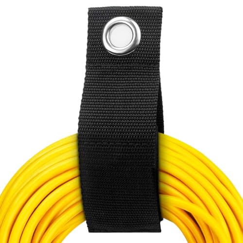 3Pcs Heavy-Duty Fabric Cord Organizer Straps with Metal Clips - Wall-Mounted Garden Hose & Extension Cord Holder for Garage, Workshop, Home Organization, Wallmounted Rack,