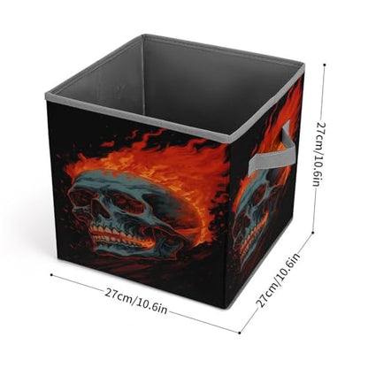 Flame Skull Foldable Storage Box with Handle Organizer Containers for Home Office Clothes Office Supplies - color: style-8