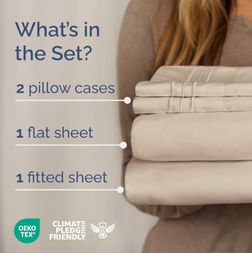Olympic Queen Sheet Set 66x80 - 4 Piece RV Olympic Queen Size Sheets - Ultra-Soft, Breathable & Cooling - Fits 14” to 16" Mattress w/ Deep Pockets - Comfy Luxury Bedding - Fade & Wrinkle Free - Wheat - color: 13 - Wheat, size: Olypmic Queen