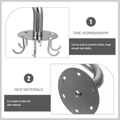 ABOOFAN Stainless Steel Multi-Function Rotating Hooks Set, No Punch Wall-Mounted Household Hangers for Bathroom and Kitchen Storage, Traceless Heavy Duty Organizer with 6 Hooks