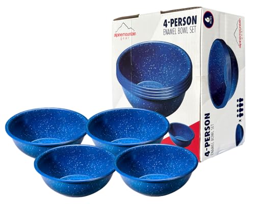 Enamelware for Camping and Backpacking - Enamel Cookware Gear Essentials for Camping and Backpacking (Made by Caddis Sports) (6 Inch Bowl (4 Pack)) - style: 6 Inch Bowl (4 Pack)