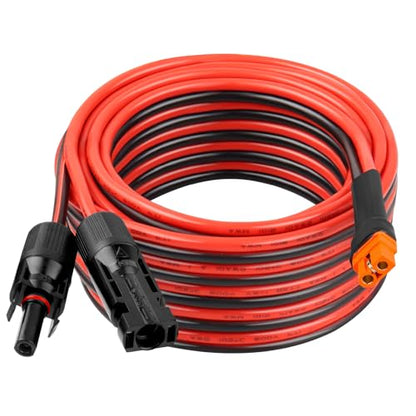 10AWG 25FT Solar to XT60i Extension Cable 3 6 10 35 50 75 100FT Heavy Duty Adapter Cable Connector XT60i Wire for Portable Power Station, Solar Panel, RV, Battery, Renewable Energy Applications - size: 25FT