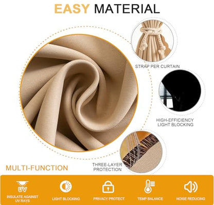 Adhesive Curtain - No Drilling, No Rod, Easy to Install Blackout Curtains for Window Blinds,Bedroom(Beige 35 * 71in-1P) - color: Beige, size: 35"W x 71"L (Pack of 1)