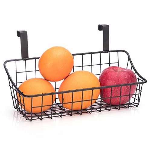 LeleCAT Basket with hook Grid Storage Basket, Hang it behind a door or on a railing, Over the Cabinet Door, Small, BLack,1 Pack - color: Black, size: 1 pack