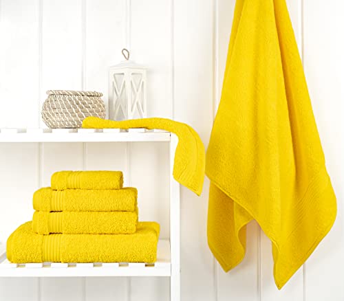 Cotton Paradise 100% Cotton Turkish Towel Set, Soft Absorbent Quick Dry, 6 Piece Towel Set, Yellow - color: Yellow