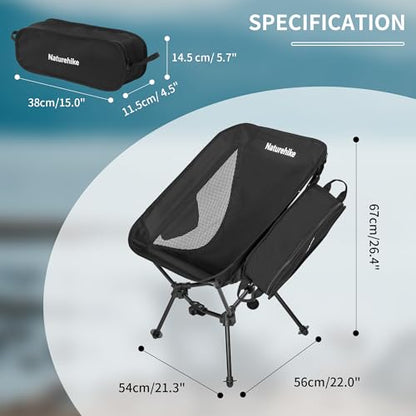 Naturehike Ultralight Camping Chair, Portable Backpacking Chair with Storage Bag, Lightweight Compact Collapsible Camp Chair - size: Regular