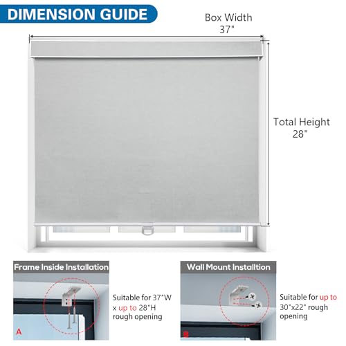 Cordless RV Blind, Blackout Window Curtain Pleated Shade for RV, Camper and Motorhome Window, Fit for 30" W x 22" H Rough Opening RV Window, Grayish White - size: 37"W x 28"H