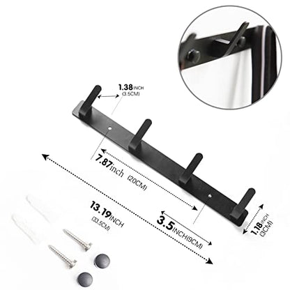 4 Hooks Matte Black Bathroom Towel Hooks Mounted Wall Adhesive Heavy Duty Farmhouse Bath Coat Stick on Rack Hat Wall Hook Sticky Black Kitchen Robe Rack Coat Hook Black 4 Hooks Rack Towel for Bathroom - color: Black, size: 13.19*1.18*1.38 inch（4hooks）
