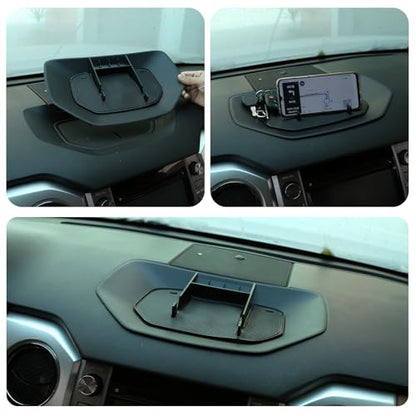 Black ABS Car Center Console Dash Table Storage Tray Fit for Toyota Tundra 2014-2021 Instrument Organizer Phone Holder Cradle Accessories (Without Mobile Phone Holder) - style: Without Mobile Phone Holder