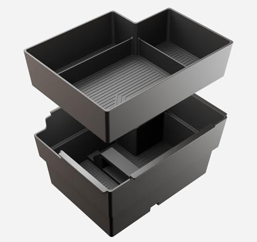CDEFG 2Pcs for 2026 Ford Explorer Center Console Organizer Tray for 2025 2026 Ford Explorer (Active/ST-Line/Tremor/Platinum/ST) Accessories Middle Console Dual-Layer Organizers Armrest Storage Box - color: Dual-Layer for 2026 Explorer