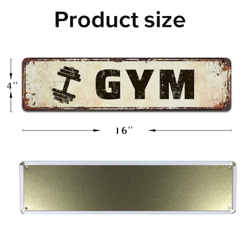Gym Metal Street Sign 4x16 Inch, Rustic, Exercise, Workout - color: V-149