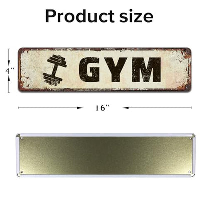 Gym Metal Street Sign 4x16 Inch, Rustic, Exercise, Workout - color: V-149