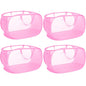4 Pcs Durable Collapsible Laundry Baskets, Foldable Large Opening Pop Up Laundry Hamper with Pocket, Clothes Hamper with Handles for Laundry, Bathroom, Kids Room, Dorm or Travel Pink - color: 4 x Pink