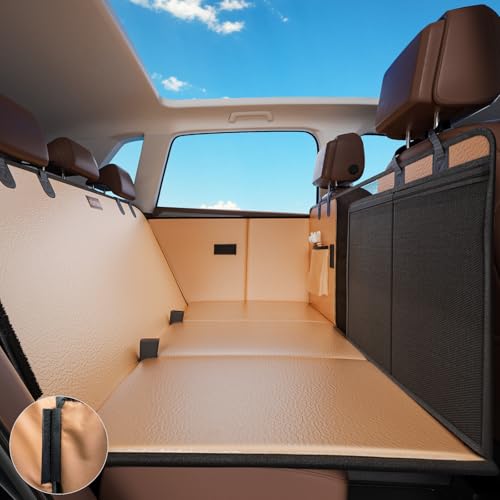 FURTIME Dog Car Seat Cover for Back Seat, Upgraded PU Leather Back Seat Extender with Hard Bottom Holds 400LBS, Waterproof Anti-Scratch, Large Space Back Seat Pet Cover for Car, SUV, Brown - color: Brown, size: For Cars/ SUV/ Small Truck
