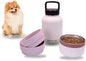 OhmyPet | Pet Water Bottle Station with 3 Bowls and 32oz Bottle, Pink or Blue | for Traveling Hiking Outing - color: Pink