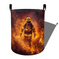 Brave Firefighter Walking Through Flames Laundry Basket with Handles, 19.7"x15.7" Clothes Foldable Laundry Hamper Organizer for Dorm Nursery Bedroom Bathroom Decor, Toy Storage Bin for Kids - style: Firefighter58
