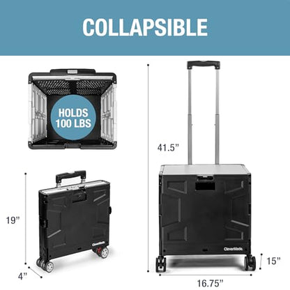 CleverMade Collapsible Wheeled Crate with Lid, 4-Wheels, Swivel and Glide Rolling Crate with Handle and Double Wheels, 55L, 100 lb Capacity, Cool Gray, Polypropylene (PP) - color: Cool Gray, size: 55L - 4 Wheels