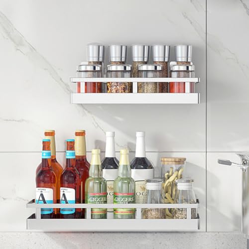 19.69Inch Spice Rack Organizer, SUS304 Stainless Steel Wall Mount Spice Rack Storage Basket, Kitchen Racks, Nail-Free Installation - size: 19.7Inch 1PC