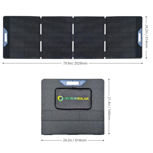 LENSUNSOLAR 200W Foldable Solar Panel Charger, 23.5% A+ Monocrystalline, IP67, MC4 Cable Included, for 12V Batteries Power Stations RV Road Trips Backyard Parties Outdoor Work Off Grid Living - size: 200W