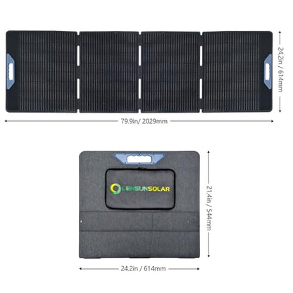 LENSUNSOLAR 200W Foldable Solar Panel Charger, 23.5% A+ Monocrystalline, IP67, MC4 Cable Included, for 12V Batteries Power Stations RV Road Trips Backyard Parties Outdoor Work Off Grid Living - size: 200W