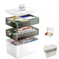 3-Tier Medicine Organizer with Detachable Pill Box, First Aid Kit with Handle, Portable Multipurpose Plastic Medical Box for Home, Travel, and Family Emergencies（White）