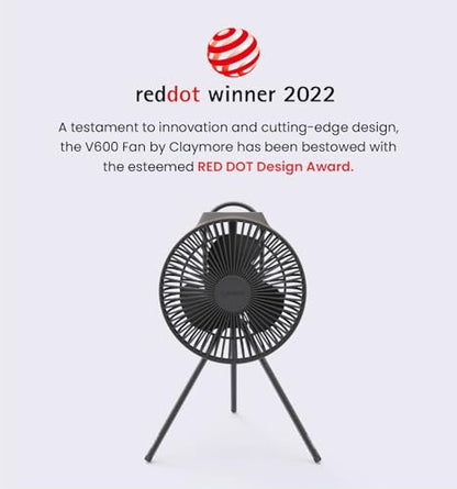 Claymore V600+ Warm Gray Rechargeable Portable Fan – 7,800mAh Battery, 4-Speed BLDC Ultra-Quiet Air Circulator USB-C Charging 32 Hrs Runtime Tripod Mountable Adjustable for Camping, Indoor, Outdoor - style: V600+ (Warm Gray)