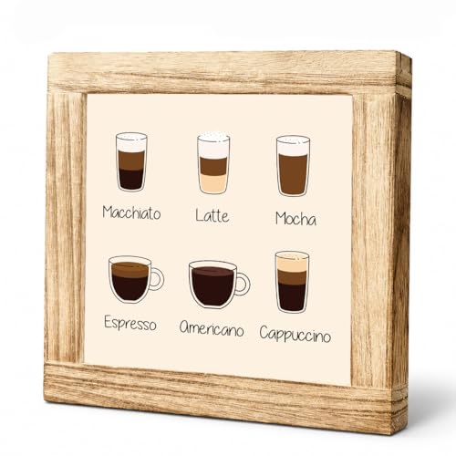 Coffee Bar Decor Sign Rustic Vintage Hanging Wall Art Decor Signs Handmade Wooden Coffees Plaque Coffee Sign for Bar Farmhouse Station Home Kitchen Office Ideal Gift for Coffees Lovers 5.9x5.9 inches - color: Coffee 21