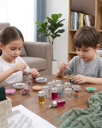 24 Pack 7ml Keychain Seasoning Bottles, Mini Glass Spice Containers for Travel & Camping, Small Empty Vials with Aluminum Lids for DIY Crafts, Wedding Favors, Home Crafts, Travel - size: 7 ml