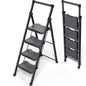 KINGRACK Step Ladder 4 Step Folding, 900lbs 4 Step Ladder with Anti-Slip Wide Pedal and Handrails, Lightwight Household Ladder, Pass 900LBS Testing, for Your Kitchen, Pantry, Closets, Office Use - size: 4-step with handrail