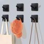 Adhesive Towel Hooks 6 Pack, Bath Towel Hooks, Adhesive Wall Hooks for Bathroom Coat Robe Kitchen, Stainless Steel self-Adhesive Hooks, Black - style: S-Black-Cylinder