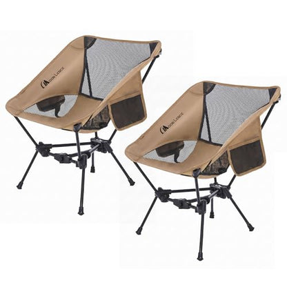 MOON LENCE 2 Pack Portable Camping Chairs Backpacking Chair - The 4th Generation Ultralight Folding Chair - Compact, Lightweight Foldable Chairs for Hiking Mountaineering, Beach - color: Khaki-2pack