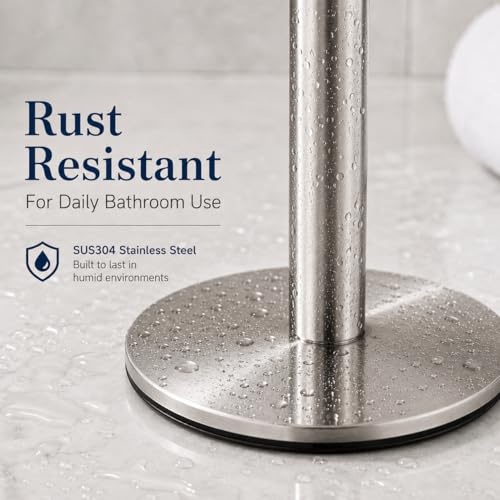 Brushed Nickel Hand Towel Holder Stand,13 Inch Free-Standing Towel Rack, SUS304 Stainless Steel Towel Bar Rack Stand, Tower Bar for Bathroom Kitchen Vanity Countertop… - color: Brushed Nickel