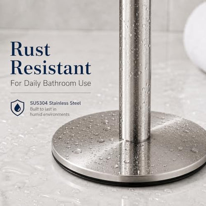Brushed Nickel Hand Towel Holder Stand,13 Inch Free-Standing Towel Rack, SUS304 Stainless Steel Towel Bar Rack Stand, Tower Bar for Bathroom Kitchen Vanity Countertop… - color: Brushed Nickel