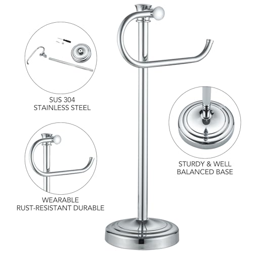 BESy 17 Inch Polished Chrome Stand Towel Bar Hanger Hand Towel Bar Bathroom Vanity Countertop Towel Holder Free Standing Stainless Steel Towel Ring Hardware Accessories Towel Rack - color: Polished Chrome