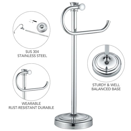 BESy 17 Inch Polished Chrome Stand Towel Bar Hanger Hand Towel Bar Bathroom Vanity Countertop Towel Holder Free Standing Stainless Steel Towel Ring Hardware Accessories Towel Rack - color: Polished Chrome