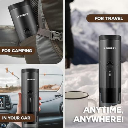 Portable Espresso Machine - Travel Espresso Maker for Both Coffee Ground & Capsules - Battery Powered Coffee Maker - Portable Coffee Maker for Travel, Camping, Home, Office, RV