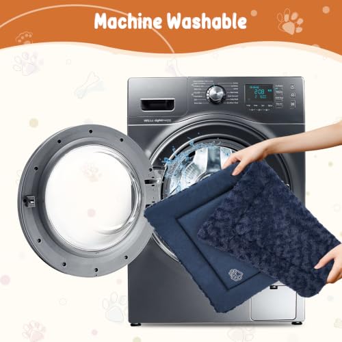 EMPSIGN Fancy Dog Bed Mat, Pet Bed Pad Reversible (Cool & Warm), Machine Washable Crate Pad, Pet Sleeping Mat for Small to XXX-Large Dogs, Navy, Star Pattern,XXL (48inch X30inch X1.1'') - color: Navy, size: XXL (47.2"x28.3"x1.1")
