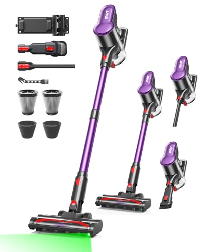 Cordless Vacuum Cleaner, 500W 45KPA 50Mins Stick Vacuum Cleaners for Home with LED Light, Self-Standing, Anti-Tangle Brush & 1.6L Dust Cup, Lightweight Vacuum for Pet Hair, Carpets, Hard Floors - color: Purple