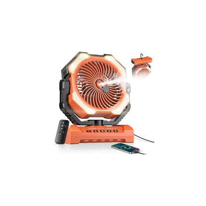 Misting Fan, Portable Camping Fans with 9oz Water Tank, 24000mAh Rechargeable Fan with 4 Speed, Battery Powered Fans with 120H Cooling, Last 5H Mist, 2 Mist Modes, Light, Outsides/Summer Essential - color: Orange