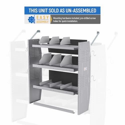 AA Products Inc. SH-4303(3) Steel Van Shelving Storage System Fits for NV200, Transit Connect 2014+ and Chevy City Express, Set of 3 Van Shelving Unit, 32" W x 43" H x 13" D