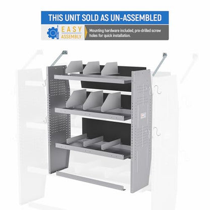 AA Products Inc. SH-4303(3) Steel Van Shelving Storage System Fits for NV200, Transit Connect 2014+ and Chevy City Express, Set of 3 Van Shelving Unit, 32" W x 43" H x 13" D
