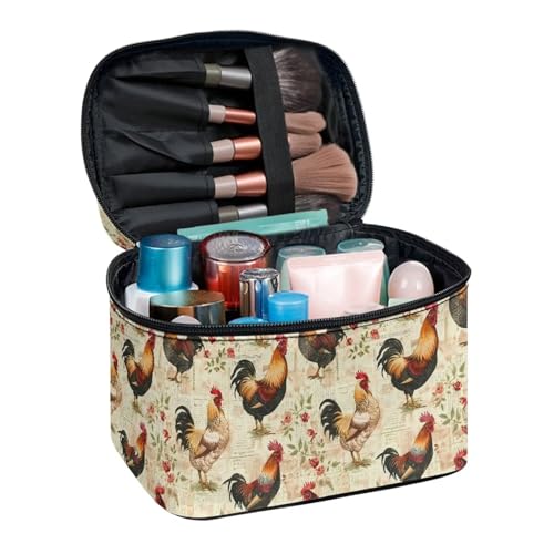 Travel Cosmetic Bag Chicken Printed Multifunctional Makeup Organizer Bag for Ladies Teens Lightweight Makeup Pouch Plenty of Room - color: Chicken