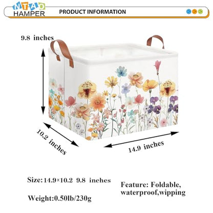 NTAOHAMPER Boho Flower Nursery Basket ,Fall Wildflower Storage Bin with Handles for Your Baby and Lover to Load Your Love into it(Flower) - color: Flower