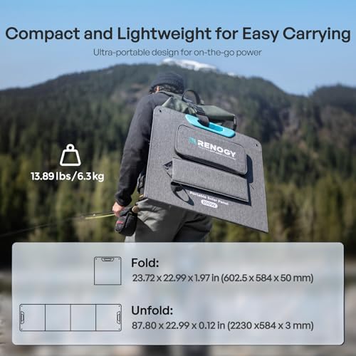 Renogy 200W Portable Solar Panel, IP65 Waterproof Foldable Solar Panel Power Backup, Solar Charger for Power Station RV Camping Off Grid - size: 200W